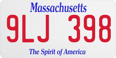 MA license plate 9LJ398