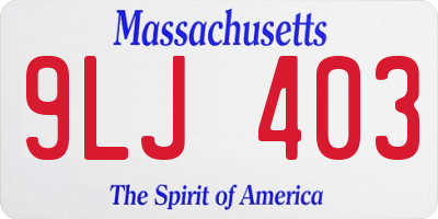 MA license plate 9LJ403