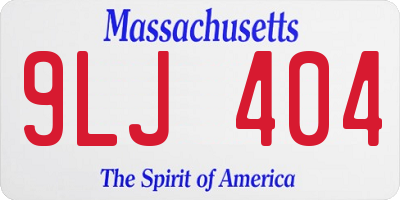MA license plate 9LJ404