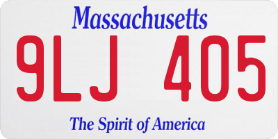 MA license plate 9LJ405