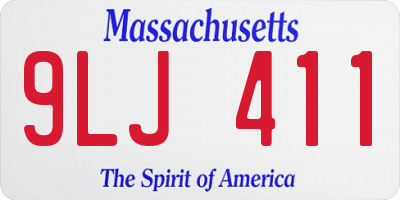MA license plate 9LJ411
