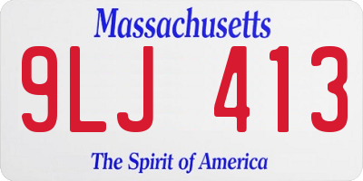 MA license plate 9LJ413