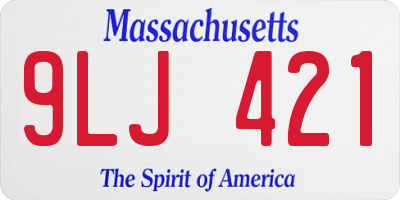 MA license plate 9LJ421