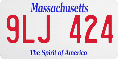 MA license plate 9LJ424
