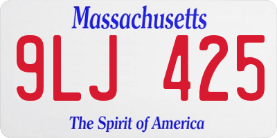 MA license plate 9LJ425