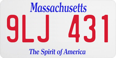 MA license plate 9LJ431