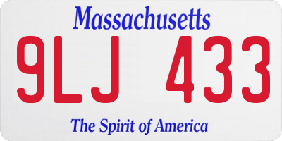 MA license plate 9LJ433