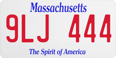 MA license plate 9LJ444
