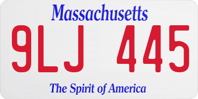 MA license plate 9LJ445