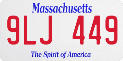 MA license plate 9LJ449