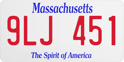 MA license plate 9LJ451