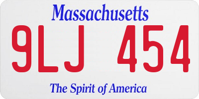 MA license plate 9LJ454