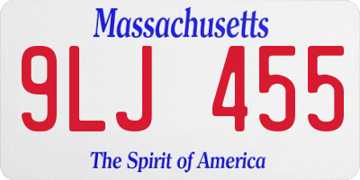 MA license plate 9LJ455