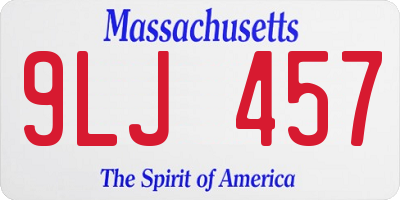 MA license plate 9LJ457