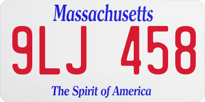 MA license plate 9LJ458