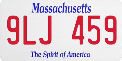 MA license plate 9LJ459