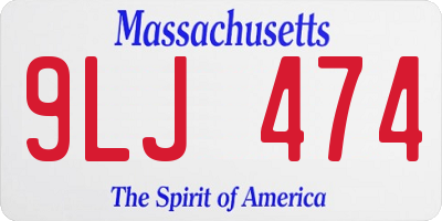 MA license plate 9LJ474