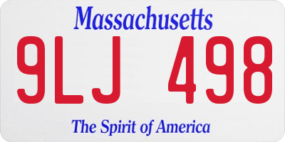 MA license plate 9LJ498