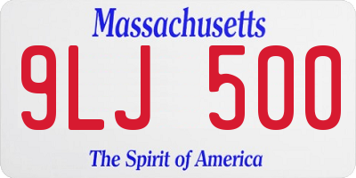 MA license plate 9LJ500