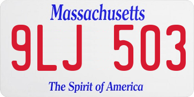 MA license plate 9LJ503