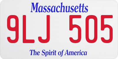MA license plate 9LJ505