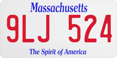 MA license plate 9LJ524