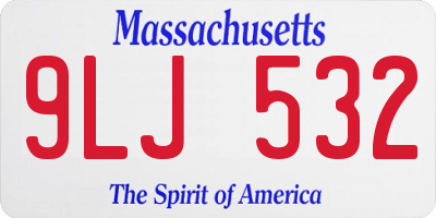 MA license plate 9LJ532