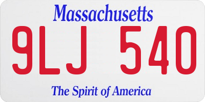 MA license plate 9LJ540
