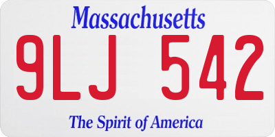MA license plate 9LJ542