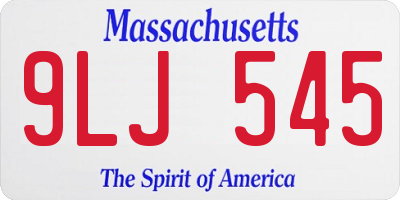 MA license plate 9LJ545