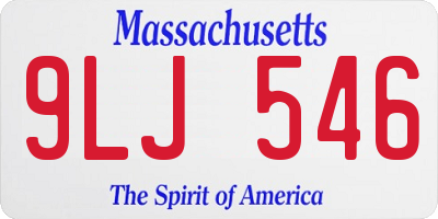 MA license plate 9LJ546