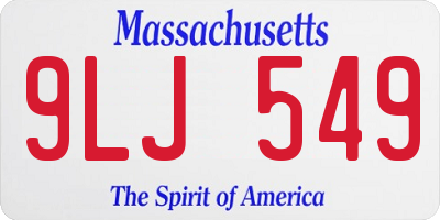 MA license plate 9LJ549