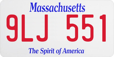 MA license plate 9LJ551