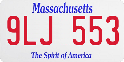 MA license plate 9LJ553