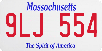 MA license plate 9LJ554