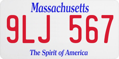 MA license plate 9LJ567
