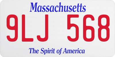MA license plate 9LJ568