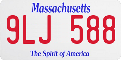 MA license plate 9LJ588