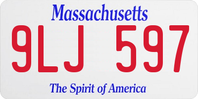 MA license plate 9LJ597