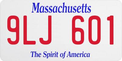 MA license plate 9LJ601