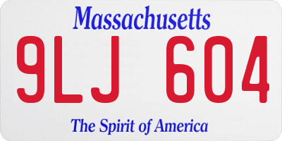 MA license plate 9LJ604
