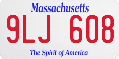 MA license plate 9LJ608