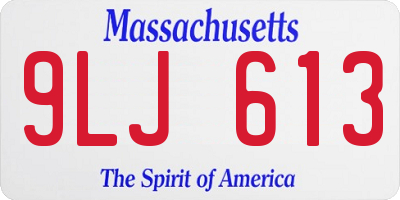 MA license plate 9LJ613
