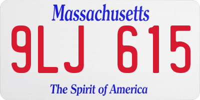 MA license plate 9LJ615