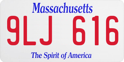 MA license plate 9LJ616