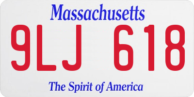 MA license plate 9LJ618