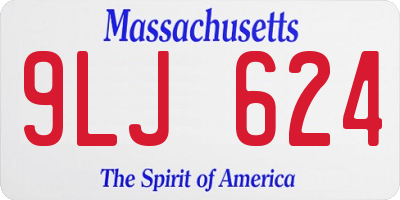 MA license plate 9LJ624