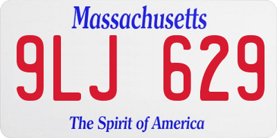 MA license plate 9LJ629
