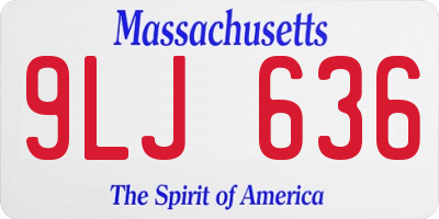 MA license plate 9LJ636
