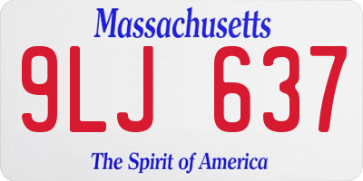 MA license plate 9LJ637